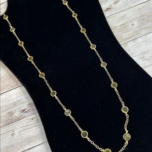 Dainty J.Crew Gold-Tone Necklace with Green Glass Accents